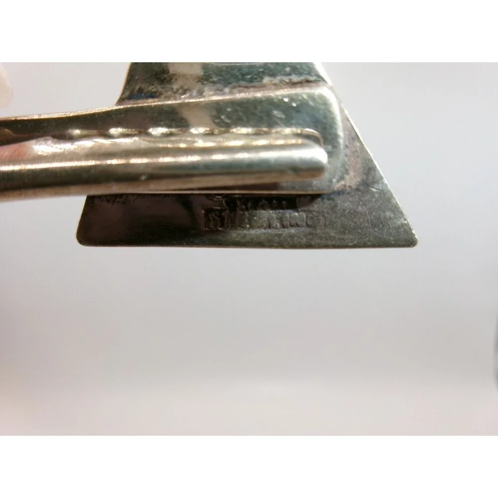 Vintage SIAM Sterling Cufflinks & Tie Clip Bali Dancer Black & Silver Triangles